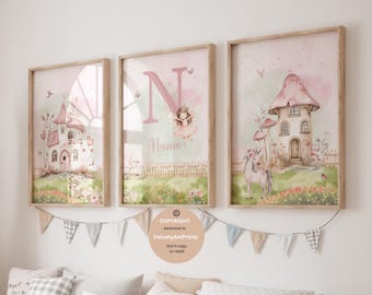 Fairy nursery theme decor, Fairy garden wall art, Personalized name gift, fairy art, girl bedroom decor, girls fairy wall art, fairy decor