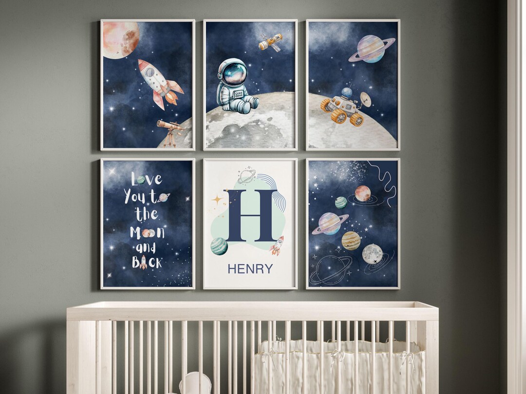 Space Prints,, Space Kids Room Decor, Astronaut Planets Wall Art, Outer ...