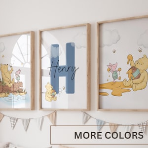 Winnie the Pooh Nursery Wall Art, Classic Winnie the Pooh Wall Art, set of 3,  Classic Pooh Baby Decor Wall Art, Nursery wall art