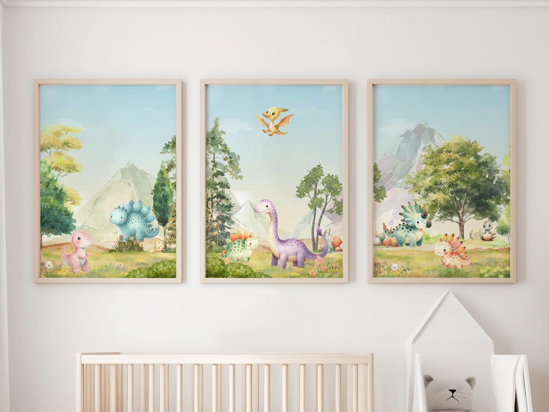 Dinosaur Nursery Prints | Set of 3 | Dinosaur Prints | Dino Nursery ...