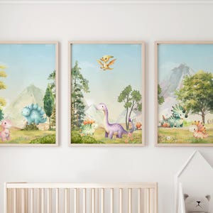 Dinosaur Nursery Prints | Set of 3 | Dinosaur Prints | Dino Nursery Decor | Dino Nursery Theme | Nursery Wall Art | Dino Posters