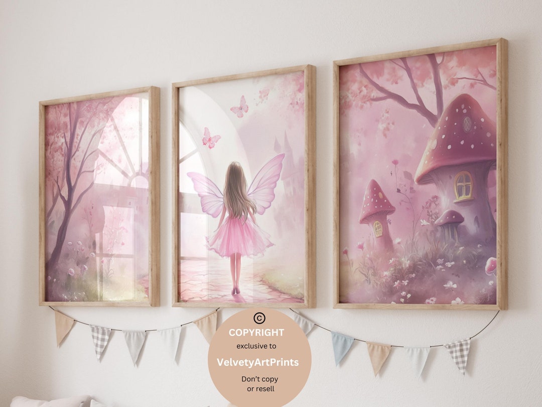 Fairy Garden Wall Art, Fairy Art, Set of 3, Nursery Fairy Theme Decor ...