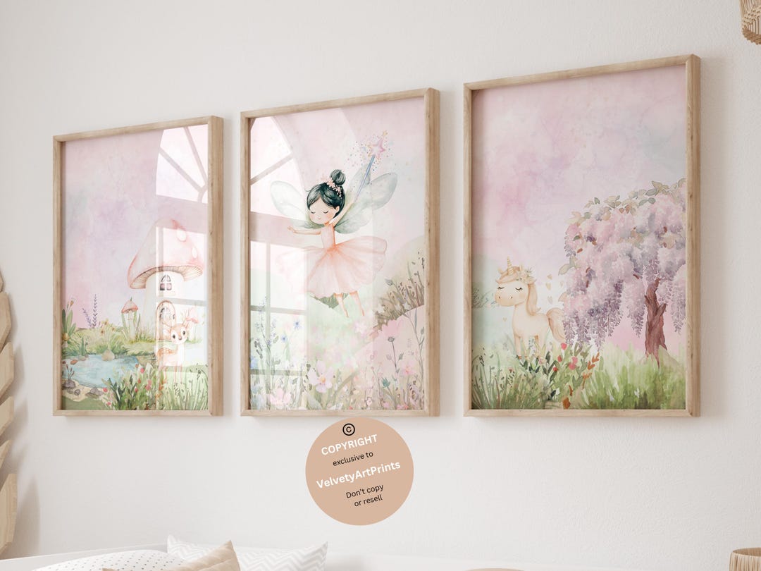 Fairy Art, Fairy Garden Wall Art, Set of 3, Fairy Nursery Theme Decor ...