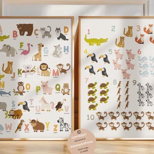 Pôster com alfabeto de animais, pôster com alfabeto de animais, gráfico de A a Z de animais, pôster com alfabeto de animais, pôsteres educativos para crianças, arte de parede Montessori