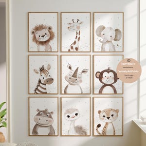 Set of 9 printables safari nursery animals,Safari animal prints,Baby safari animals,Jungle nursery,Neutral nursery,Jungle nursery decor
