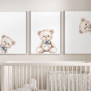 Peeking Bear Nursery Print, Bear nursery decor, Baby Bear Nursery Wall Art, Peekaboo Bear Nursery Decor, Baby boy nursery wall art, set of 3