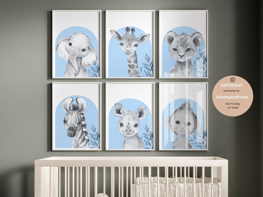 Safari Animal Prints, Safari Nursery Decor, Safari Nursery Prints, Set ...