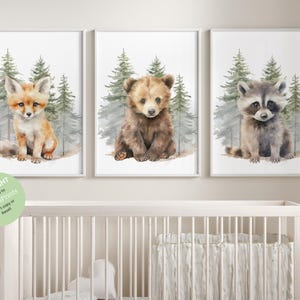 Woodland Nursery Prints Baby Room Decor, Woodland Nursery Wall Art Gift, Woodland Baby Animal Prints Kids Room Decor, Printable wall art