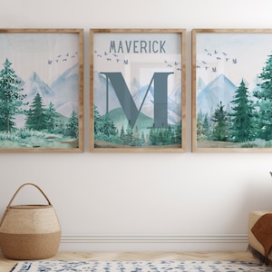 Adventure Theme Nursery, Mountain Nursery Decor, Personalized Name Prints, Woodland Nursery Art, Forest Nursery Prints, Tree Nursery Prints