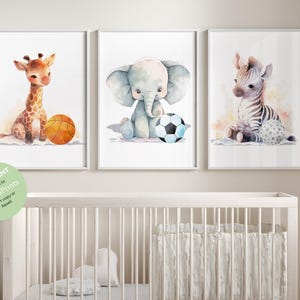 Sports nursery decor, Animal nursery, Animals Sport, Baby boy sports nursery, Safari nursery, basketball, baseball, football, Boy Nursery