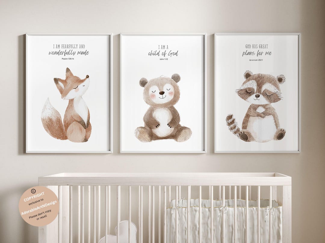 Woodland Animal Prints, Woodland Nursery Wall Art Gift, Boy Nursery ...