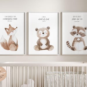 Woodland Animal Prints, Woodland Nursery Wall Art Gift,  Boy Nursery  Wall Art, Forest Animal Nursery Decor, Watercolor Bear Deer Fox Prints