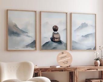 Decoración de guardería de montaña, decoración de guardería con temática de aventuras, arte de guardería de bosque, decoración de guardería de niño, impresiones de guardería de bosque, impresiones de guardería de árboles,