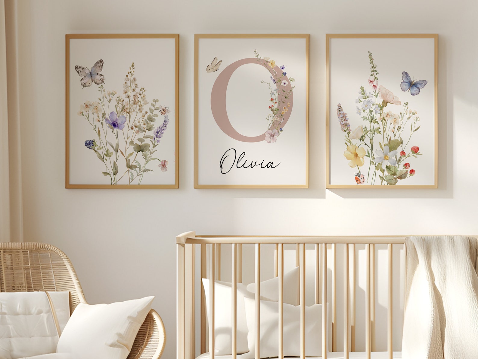 Custom Wildflower Nursery Prints, Floral Name Nursery Wall Art ...