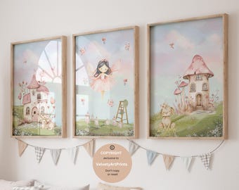 Fairy wall art decor, Fairy nursery theme decor, Fairy garden wall art, fairy art, girls bedroom décor, girls fairy wall art, girl nursery