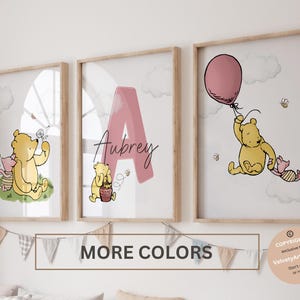 Winnie the Pooh Nursery Wall Art, Classic Winnie the Pooh Wall Art, set of 3, Classic Pooh Baby Decor Wall Art, Nursery wall art