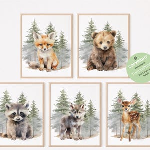 Woodland Nursery Prints Baby Room Decor, Woodland Nursery Wall Art Gift, Woodland Baby Animal Prints Kids Room Decor, Printable wall art