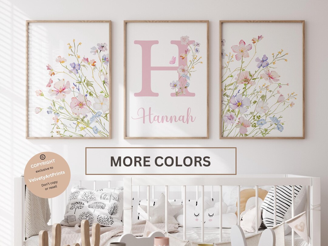 Wildflowers Prints, Custom Wild Flowers|, Floral Nursery Wall Art, Boho ...