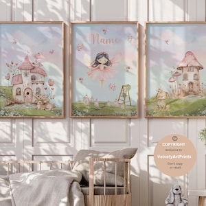 Fairy garden nursery  wall art, Fairy nursery theme decor, Personalized name gift, Tooth fairy, girl bedroom decor, girl fairy wall art