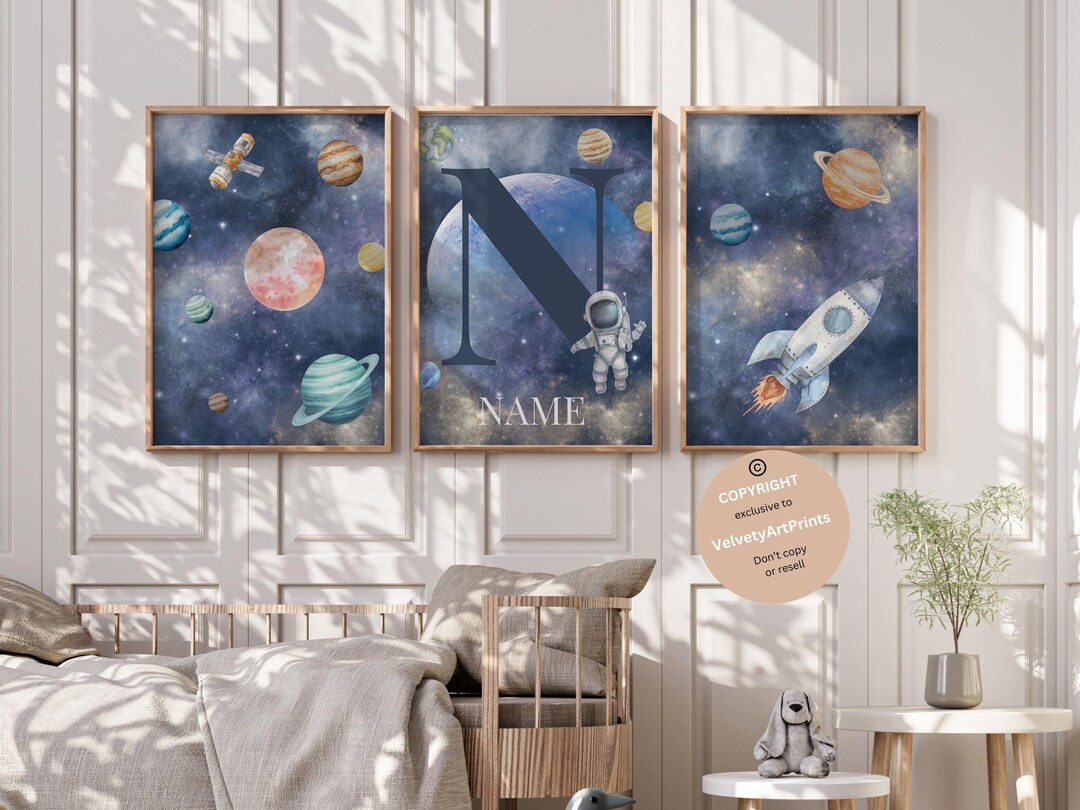 Astronaut Planets Wall Art, Space Kids Room Decor, Space Prints, Outer ...