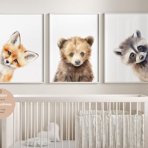 Woodland Nursery Prints Baby Room Decor, Woodland Nursery Wall Art Gift, Woodland Baby Animal Prints Kids Room Decor, Printable wall art