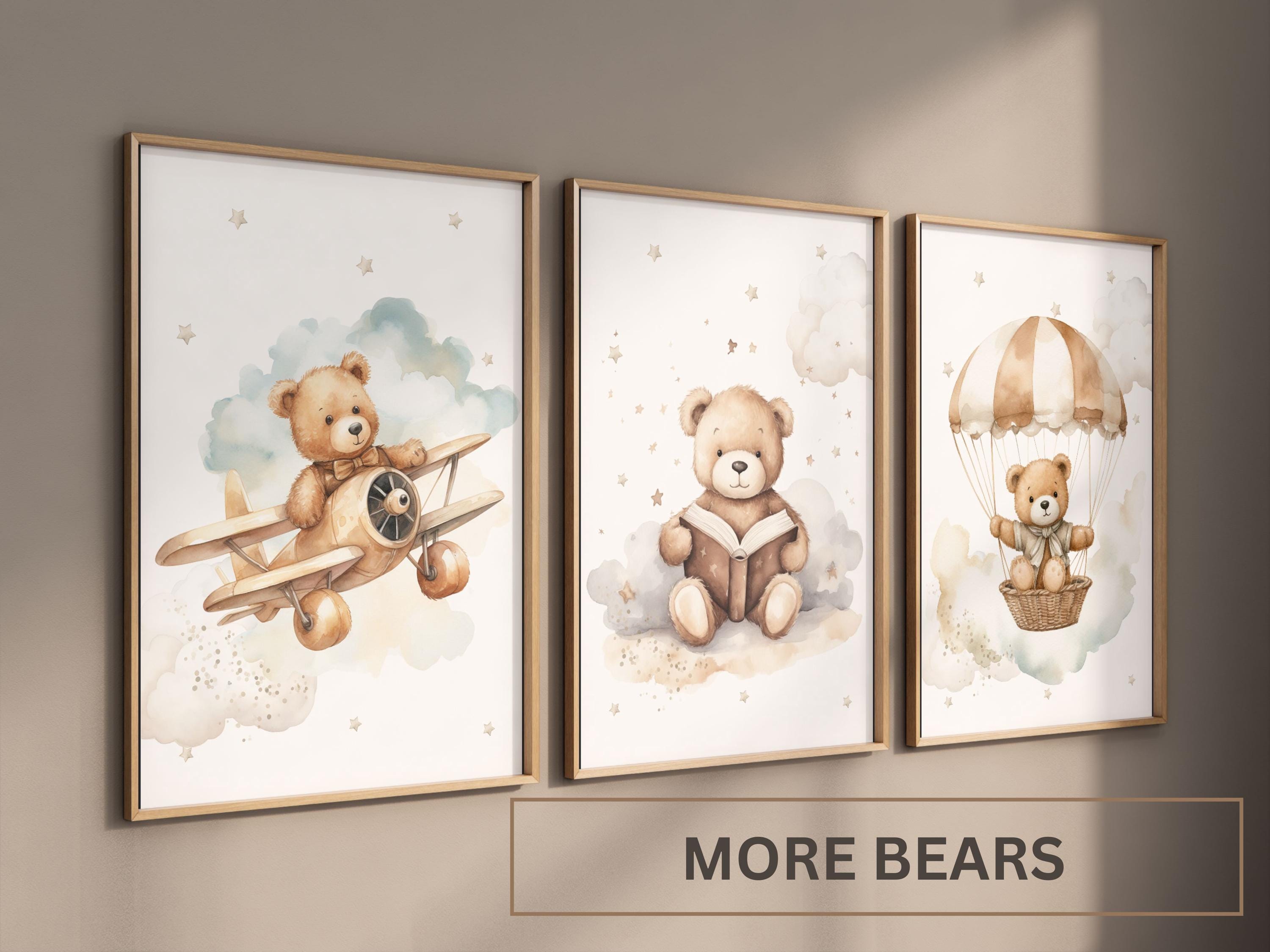 Set of 3 Teddy Bear Nursery Wall Art Print| Bear Nursery Decor| Bear ...