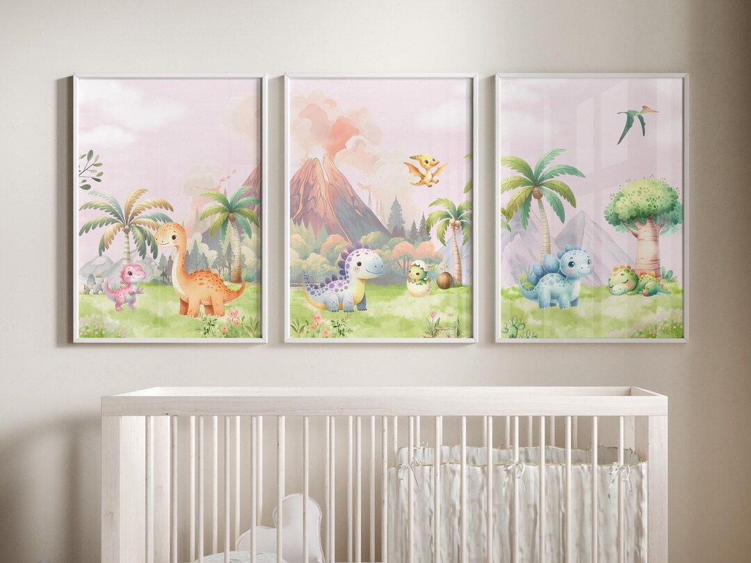 Dinosaur Nursery Prints | Set of 3 | Dinosaur Prints | Dino Nursery ...