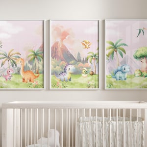 Dinosaur Nursery Prints | Set of 3 | Dinosaur Prints | Dino Nursery Decor | Dino Nursery Theme | Nursery Wall Art | Dino Posters