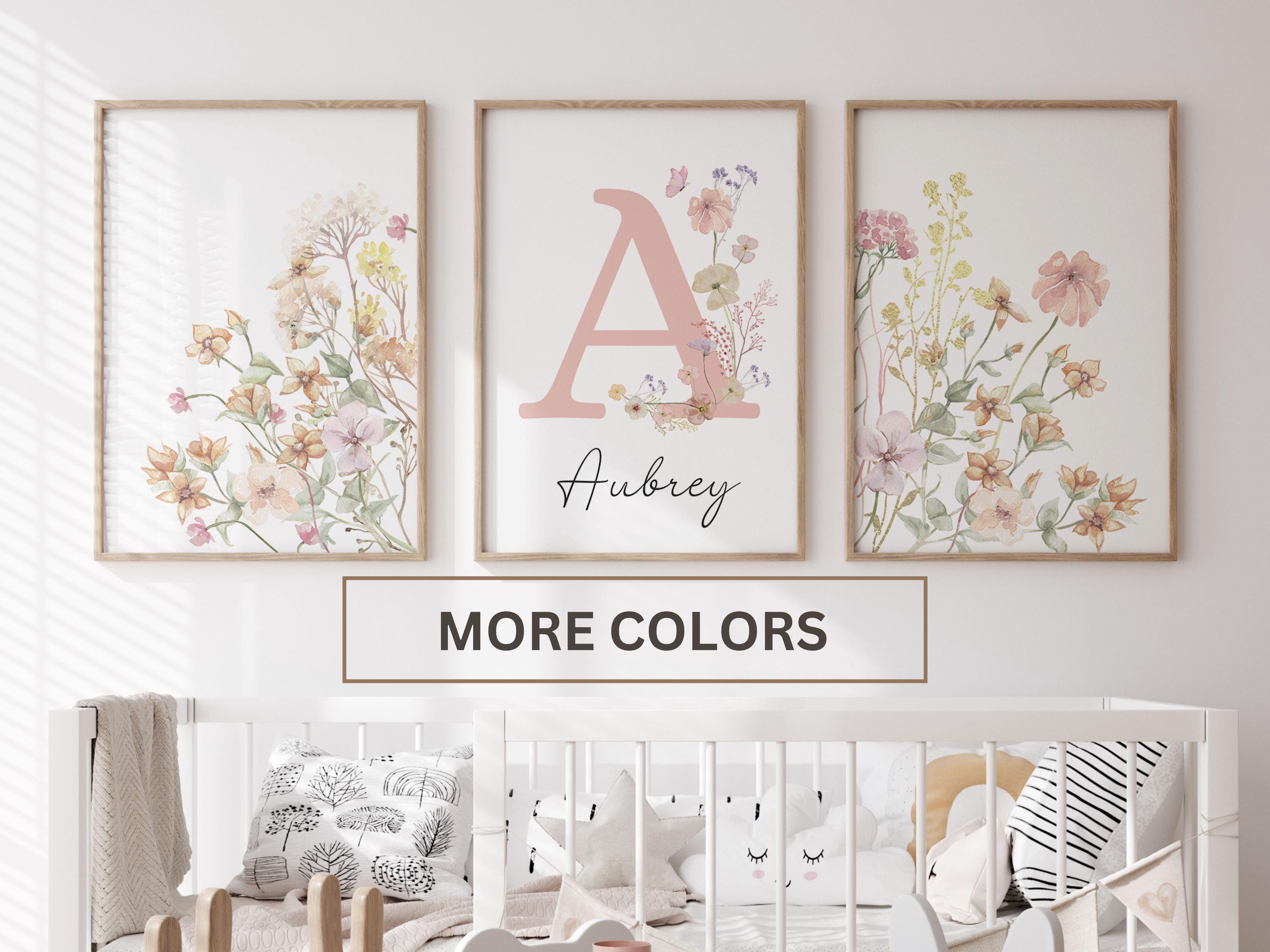Boho Nursery Wall Art, Wildflower Nursery Decor, Floral Nursery Art ...