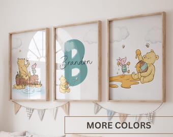 Winnie the Pooh Nursery Art, set di 3, decorazioni classiche di Pooh (file digitali)
