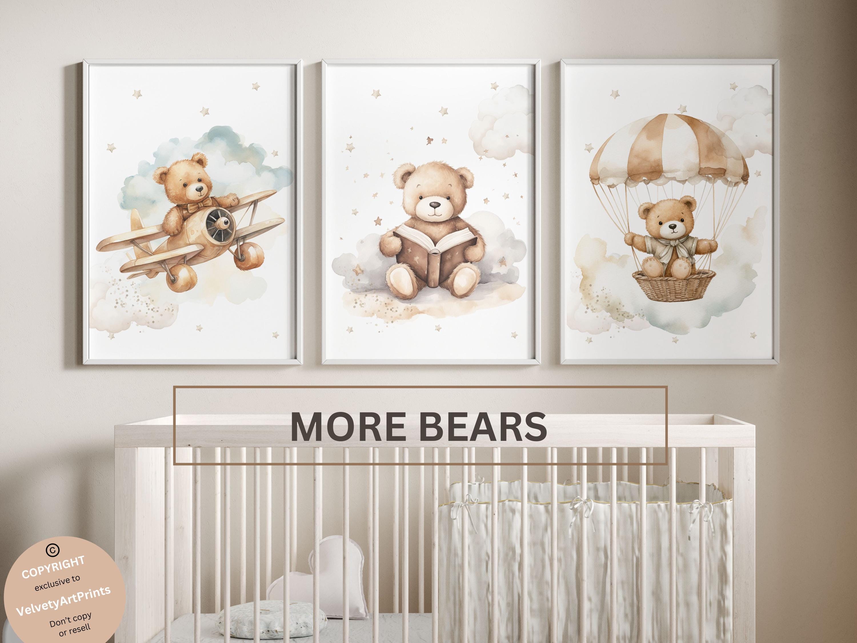 Set of 3 Teddy Bear Nursery Wall Art Print| Bear Nursery Decor| Bear ...