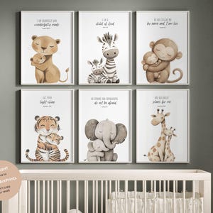 Christian nursery wall art, Bible verse nursery, Animal prints, Scripture nursery, Plush animals, Baby animal prints, Safari nursery decor