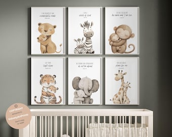 Christian nursery wall art, Bible verse nursery, Animal prints, Scripture nursery, Plush animals, Baby animal prints, Safari nursery decor
