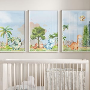 Dinosaur Nursery Prints | Set of 3 | Dinosaur Prints | Dino Nursery Decor | Dino Nursery Theme | Nursery Wall Art | Dino Posters