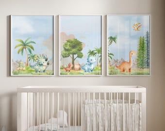 Dinosaur Nursery Prints | Set of 3 | Dinosaur Prints | Dino Nursery Decor | Dino Nursery Theme | Nursery Wall Art | Dino Posters