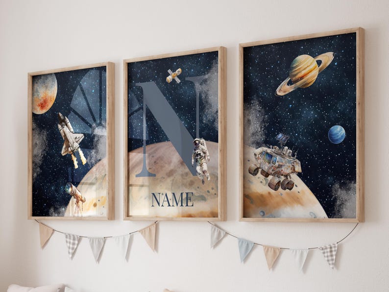 Space Kids Room Decor, Astronaut Planets Wall Art, Space Prints, Outer ...