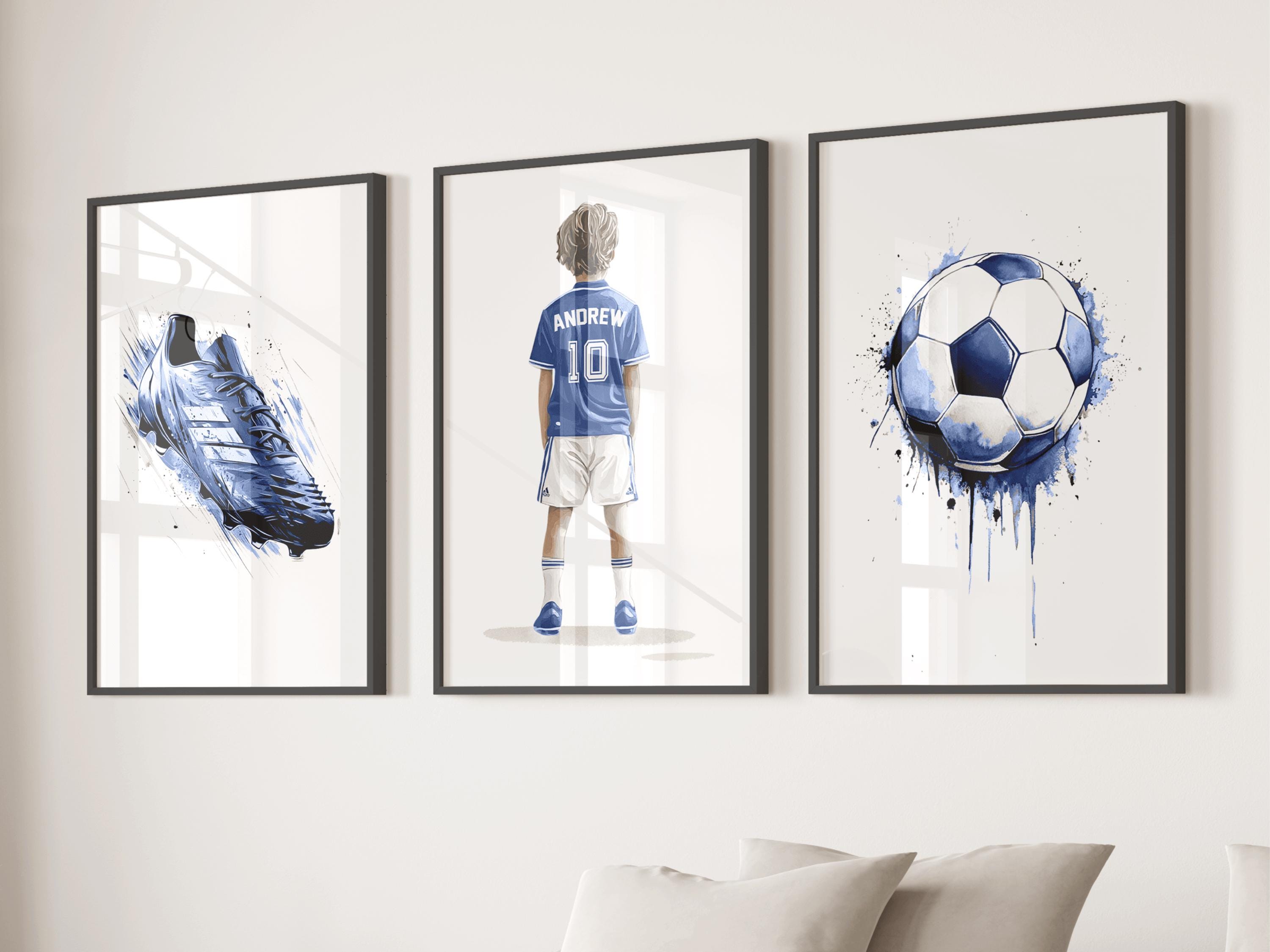 Personalized Soccer Wall Art Prints, Custom Name Soccer Poster, Soccer jersey, Boys room decor, Teen room decor, Set of 3 soccer poster