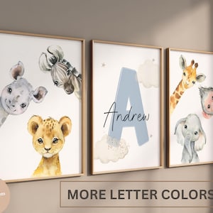 Safari Nursery decor, Baby Safari animal prints, customized name, Safari nursery prints, Nursery wall art,  kids room decor, baby room art