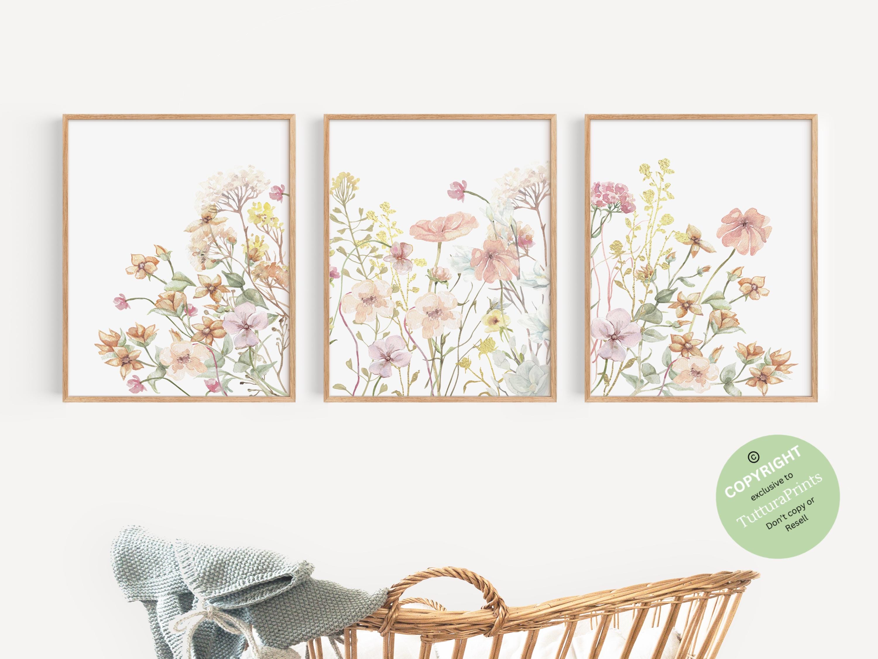 Boho Nursery Wall Art, Wildflower Nursery Decor, Floral Nursery Art ...