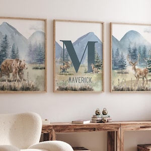 Mountain Nursery Decor, Adventure Theme Nursery, Personalized Name Prints,  Woodland Nursery Art, Forest Nursery Prints, Tree Nursery Prints