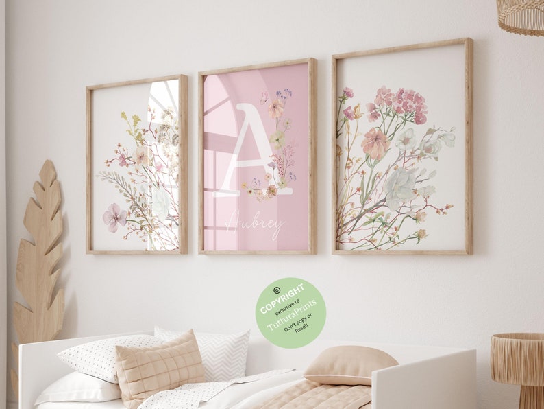 Boho Nursery Wall Art, Wildflower Nursery Decor, Floral Nursery Art ...