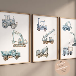construction vehicle prints, Transportation nursery decor, Transport vehicle prints, Boy room wall art, Boy nursery cars decor, Truck prints