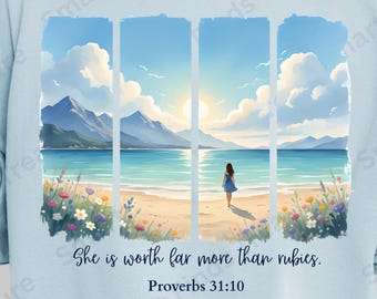 Proverbs 31:10 PNG, She is Worth More Than Rubies, Christian Sublimation, Bible Verse, Scripture Png Prints, Christianity Shirt Design