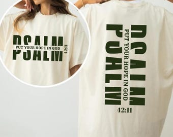 Psalm 42:11 PNG Christian Sublimation Design | Put Your Hope in God Downcast Style Bible Verse | Scripture Christianity Shirt Design
