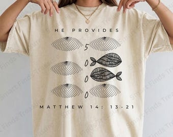 He Provides PNG SVG | Matthew 14:13-21 | 5 Loaves 2 Fish Abstract Design | Jesus Feeds The 5000 | Christian Bible Verse Sublimation