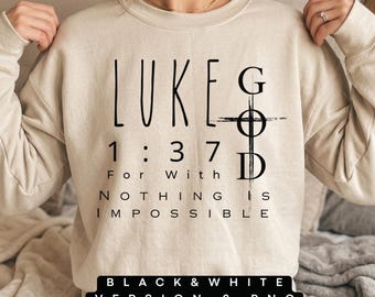 Nothing is Impossible with God 2 PNG Bundle | Luke 1:37 Bible Verse Png | Scripture Png Prints | Christianity Shirt Design