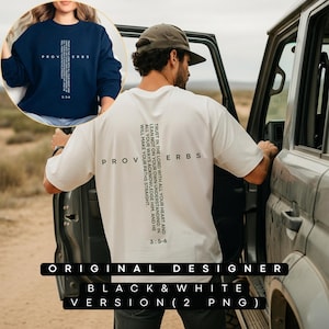 Spreuken 3 5-6 Cross PNG: Trust in the Lord Bijbelvers | Zwart-wit ontwerp| Digitale download van geloofspng voor christenen