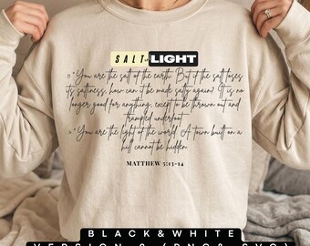 Salt and Light Png Tee | Christianity Gifts Png for Her/Him | Bible Verse Png Bundle Download | Scripture Png