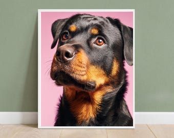 Retrato de Rottweiler a partir de una foto / Pintura realista de mascota, idea de regalo conmemorativo, obra de arte personalizada para perros, impresión digital o enmarcada.