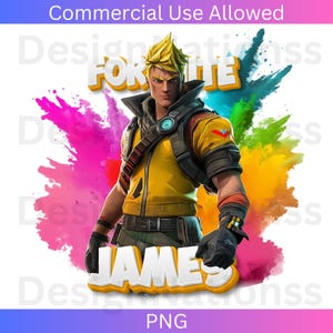 Gaming Custom Name PNG | Customizable Gamer Character Png | Vibrant Gamer Color Splash Png | Gamer Personalized Design | Digital Download